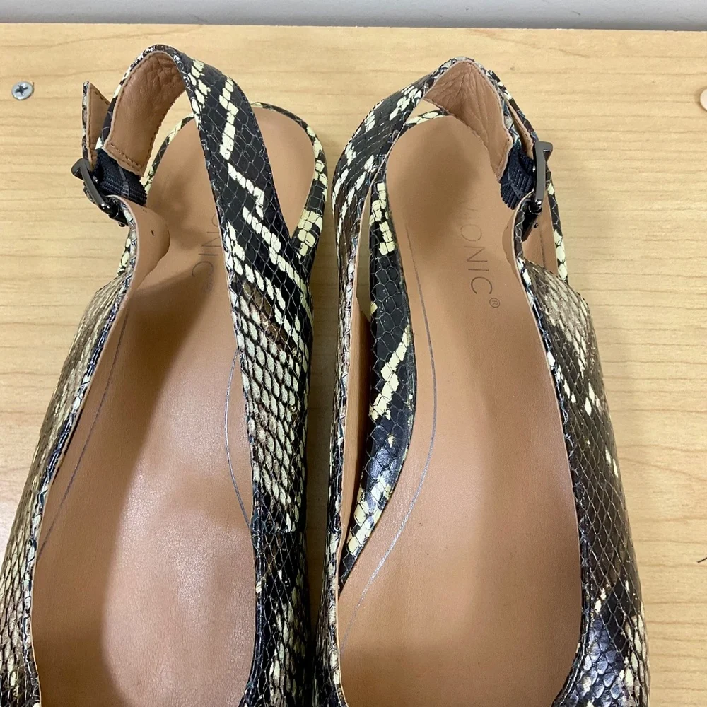 Vionic Slingback Shoes Jade Boa Snakeskin Black Brown (7.5)